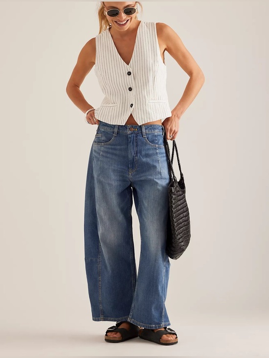 Anthropologie Denim - NWT Pilcro The Kenna Mid-Rise Heritage Barrel Jeans Blue Size 25